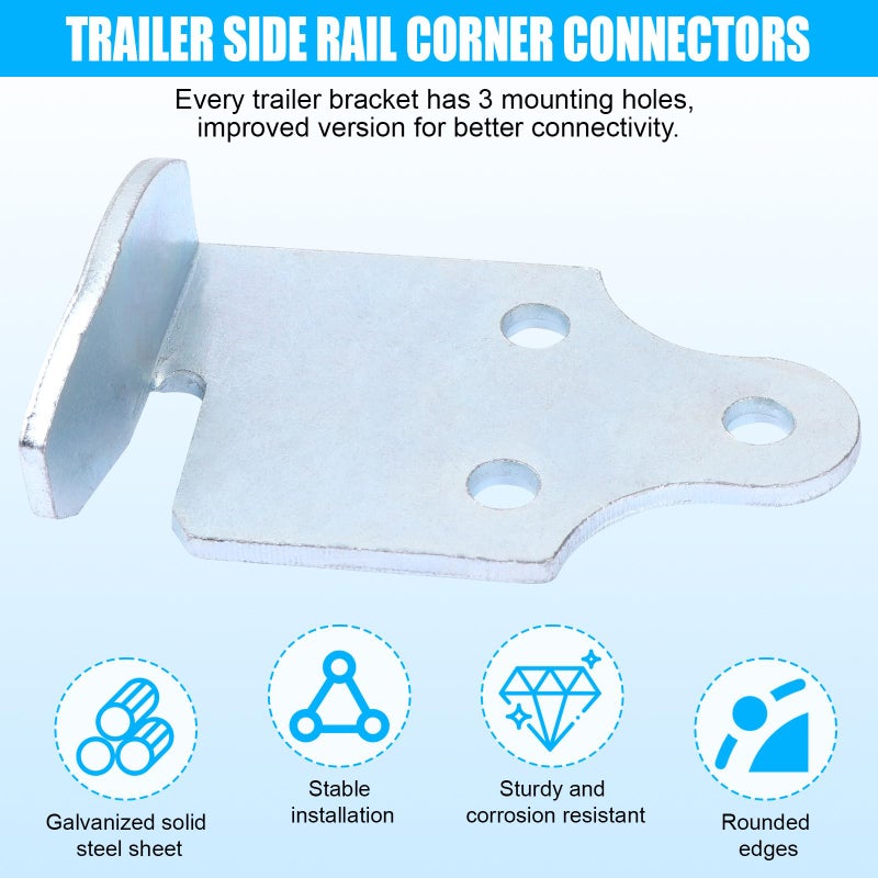 GDW Trailer Side rail Corner Connectors Trailer Wood Sides Latch Rack - with Screws 2 Sets (4 pcs) - Image 3